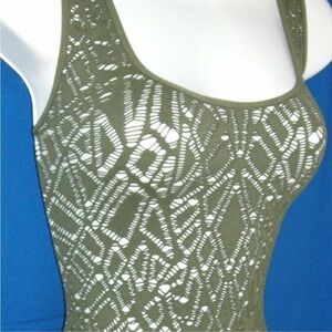 Bebe Olive Green Crochet Bodysuit